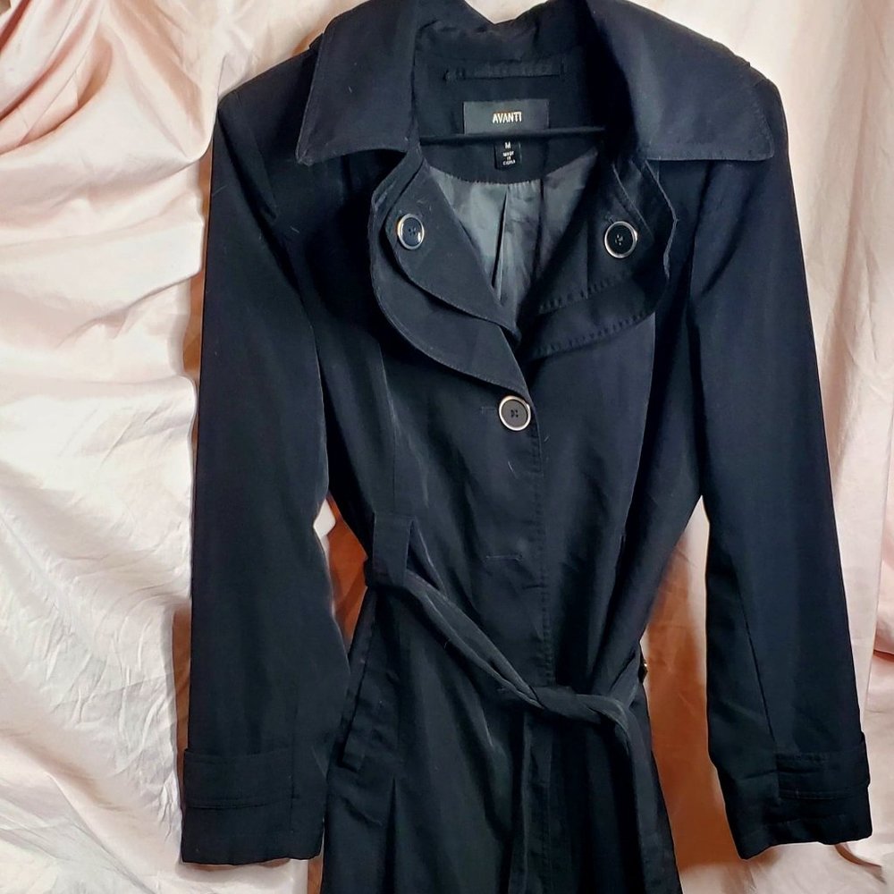 Avanti Black Woman's Trench Coat  with Hood